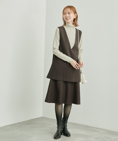 ROPE' PICNIC（ロペピクニック）の「セットアップ対応/スリートーンツイードベスト（ベスト・レディース・ベージュ/ダークブラウン/チャコールグレー・38）」の8枚目の写真