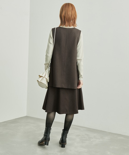 ROPE' PICNIC（ロペピクニック）の「セットアップ対応/スリートーンツイードベスト（ベスト・レディース・ベージュ/ダークブラウン/チャコールグレー・38）」の10枚目の写真