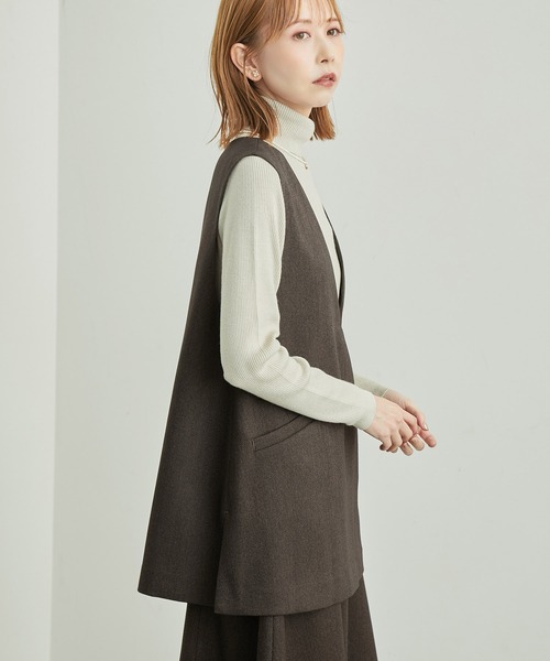ROPE' PICNIC（ロペピクニック）の「セットアップ対応/スリートーンツイードベスト（ベスト・レディース・ベージュ/ダークブラウン/チャコールグレー・38）」の11枚目の写真