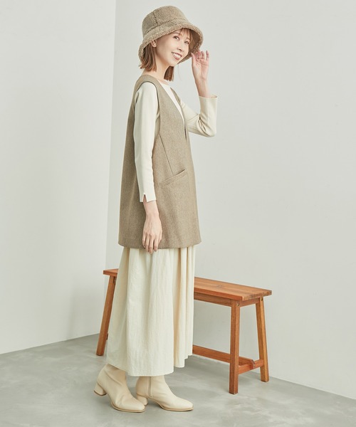 ROPE' PICNIC（ロペピクニック）の「セットアップ対応/スリートーンツイードベスト（ベスト・レディース・ベージュ/ダークブラウン/チャコールグレー・38）」の14枚目の写真