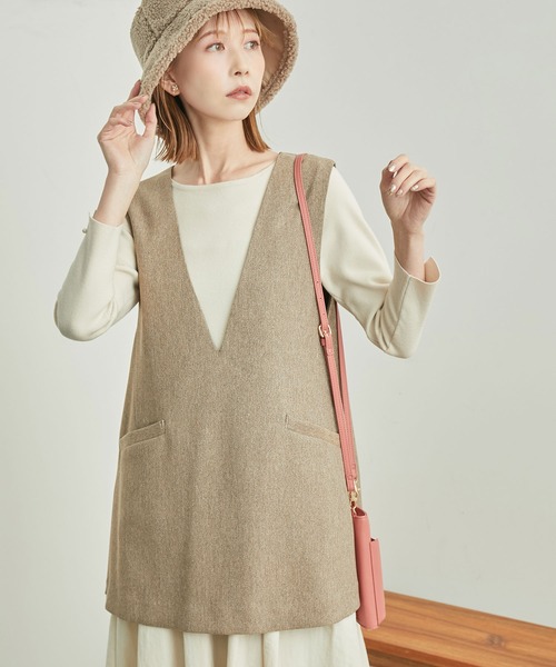 ROPE' PICNIC（ロペピクニック）の「セットアップ対応/スリートーンツイードベスト（ベスト・レディース・ベージュ/ダークブラウン/チャコールグレー・38）」の15枚目の写真