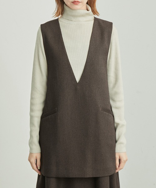 ROPE' PICNIC（ロペピクニック）の「セットアップ対応/スリートーンツイードベスト（ベスト・レディース・ベージュ/ダークブラウン/チャコールグレー・38）」の16枚目の写真