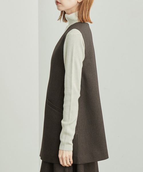 ROPE' PICNIC（ロペピクニック）の「セットアップ対応/スリートーンツイードベスト（ベスト・レディース・ベージュ/ダークブラウン/チャコールグレー・38）」の17枚目の写真