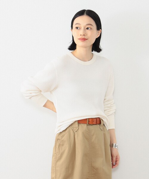 BEAMS BOY（ビームスボーイ）の「【ビームスの百名品】コットン サーマル クルーネック ロングスリーブ Tシャツ（Tシャツ/カットソー・レディース・ブルー/オフホワイト/ブラック・ONE SIZE）」の11枚目の写真