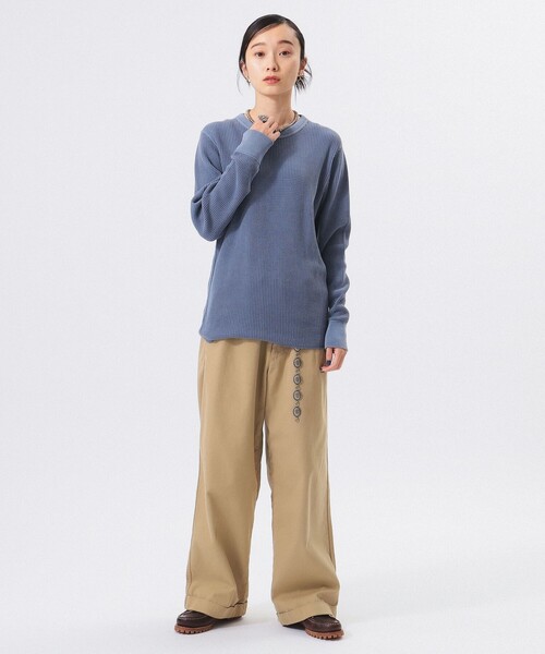 BEAMS BOY（ビームスボーイ）の「【ビームスの百名品】コットン サーマル クルーネック ロングスリーブ Tシャツ（Tシャツ/カットソー・レディース・ブルー/オフホワイト/ブラック・ONE SIZE）」の19枚目の写真