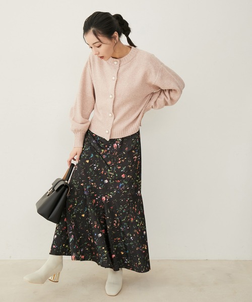 VIS(ビス)の「【洗える】ボカシフラワーアート柄マーメイドスカート(スカート・レディース・イエロー系その他3/ブラック系その他・S/M)」の7枚目の写真