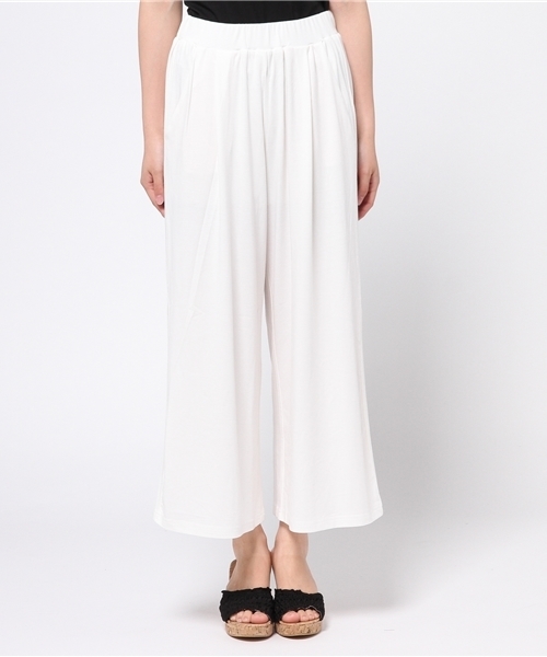 AZUL by moussy（アズールバイマウジー）の「ファイン40/-TRPu天竺ワイドPT（その他パンツ・レディース・オフホワイト/ブラック/ダークカーキ・MEDIUM/LARGE/SMALL）」の4枚目の写真