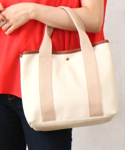 salle de bal（サルデバル）の「polka polka / ポルカポルカ 合皮 ファスナー 仕切りトート ランチトート SDI（トートバッグ・レディース・ダークブラウン/アイボリー/カーキ/ライトブラウン/ダークグレー/ブラック/ベージュ・FREE）」の2枚目の写真