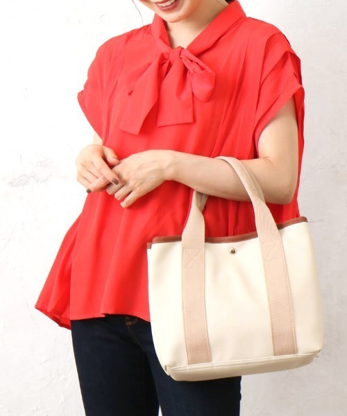 salle de bal（サルデバル）の「polka polka / ポルカポルカ 合皮 ファスナー 仕切りトート ランチトート SDI（トートバッグ・レディース・ダークブラウン/アイボリー/カーキ/ライトブラウン/ダークグレー/ブラック/ベージュ・FREE）」の21枚目の写真