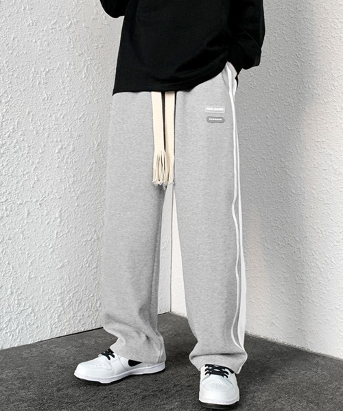 NOWLE（ノウル）の「【NOWLE】ワイド ドローコード スウェット ジャージ パンツ（スウェットパンツ・メンズ・グレー/ブラック/ホワイト・LARGE/X-LARGE/MEDIUM）」の3枚目の写真