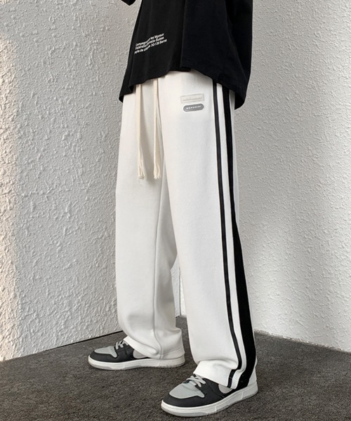 NOWLE（ノウル）の「【NOWLE】ワイド ドローコード スウェット ジャージ パンツ（スウェットパンツ・メンズ・グレー/ブラック/ホワイト・LARGE/X-LARGE/MEDIUM）」の2枚目の写真