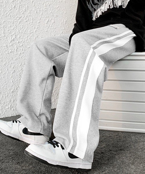 NOWLE（ノウル）の「【NOWLE】ワイド ドローコード スウェット ジャージ パンツ（スウェットパンツ・メンズ・グレー/ブラック/ホワイト・LARGE/X-LARGE/MEDIUM）」の5枚目の写真