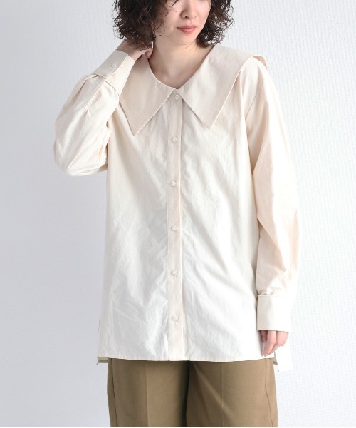 cepo（セポ）の「ビッグカラーブラウス（シャツ/ブラウス・レディース・オフホワイト/ブラウン・M）」の13枚目の写真