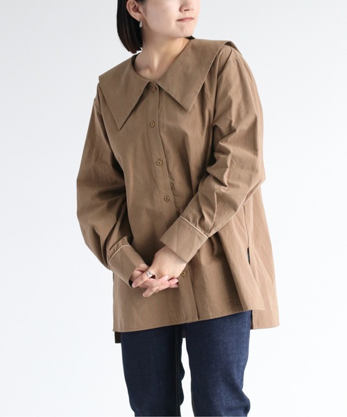 cepo（セポ）の「ビッグカラーブラウス（シャツ/ブラウス・レディース・オフホワイト/ブラウン・M）」の4枚目の写真