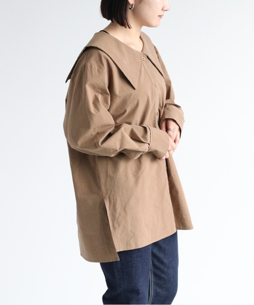 cepo（セポ）の「ビッグカラーブラウス（シャツ/ブラウス・レディース・オフホワイト/ブラウン・M）」の5枚目の写真