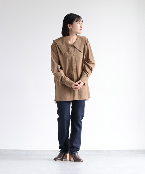 cepo（セポ）の「ビッグカラーブラウス（シャツ/ブラウス・レディース・オフホワイト/ブラウン・M）」の8枚目の写真