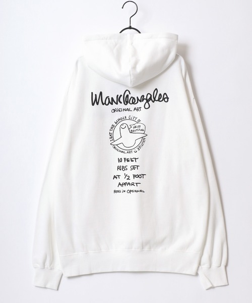 【セール】MARK GONZALES ARTWORK COLLECTION/マークゴンザレス 別注 オーバーサイズ 裏起毛 ストリート バックプリント スウェット パーカー フーディー/長袖 トップス プルオーバー/レディース メンズ（パーカー）｜Mark Gonzales（マーク・ゴンザレス）