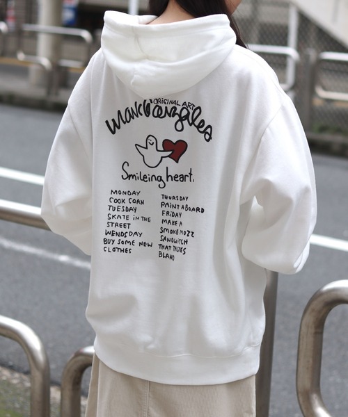 【セール】MARK GONZALES ARTWORK COLLECTION/マークゴンザレス 別注 オーバーサイズ 裏起毛 ストリート バックプリント スウェット パーカー フーディー/長袖 トップス プルオーバー/レディース メンズ（パーカー）｜Mark Gonzales（マーク・ゴンザレス）