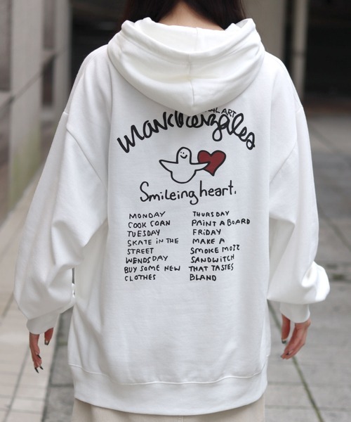 【セール】MARK GONZALES ARTWORK COLLECTION/マークゴンザレス 別注 オーバーサイズ 裏起毛 ストリート バックプリント スウェット パーカー フーディー/長袖 トップス プルオーバー/レディース メンズ（パーカー）｜Mark Gonzales（マーク・ゴンザレス）