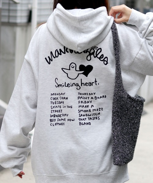 【セール】MARK GONZALES ARTWORK COLLECTION/マークゴンザレス 別注 オーバーサイズ 裏起毛 ストリート バックプリント スウェット パーカー フーディー/長袖 トップス プルオーバー/レディース メンズ（パーカー）｜Mark Gonzales（マーク・ゴンザレス）