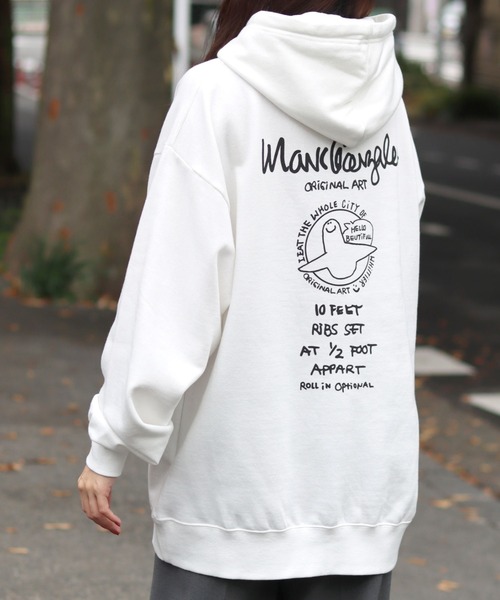 【セール】MARK GONZALES ARTWORK COLLECTION/マークゴンザレス 別注 オーバーサイズ 裏起毛 ストリート バックプリント スウェット パーカー フーディー/長袖 トップス プルオーバー/レディース メンズ（パーカー）｜Mark Gonzales（マーク・ゴンザレス）