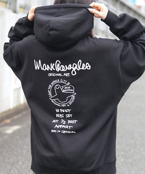 【セール】MARK GONZALES ARTWORK COLLECTION/マークゴンザレス 別注 オーバーサイズ 裏起毛 ストリート バックプリント スウェット パーカー フーディー/長袖 トップス プルオーバー/レディース メンズ（パーカー）｜Mark Gonzales（マーク・ゴンザレス）