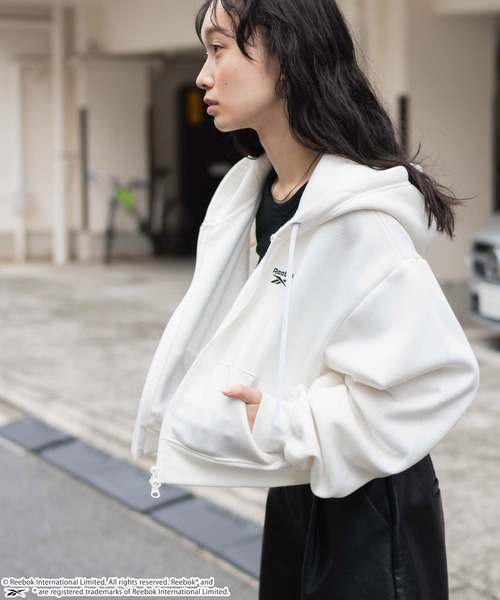 Mobb. パーカー ブラック ショート 裏起毛 別注Reebok 裏起毛ショートZIPパーカー[品番：WG010089278