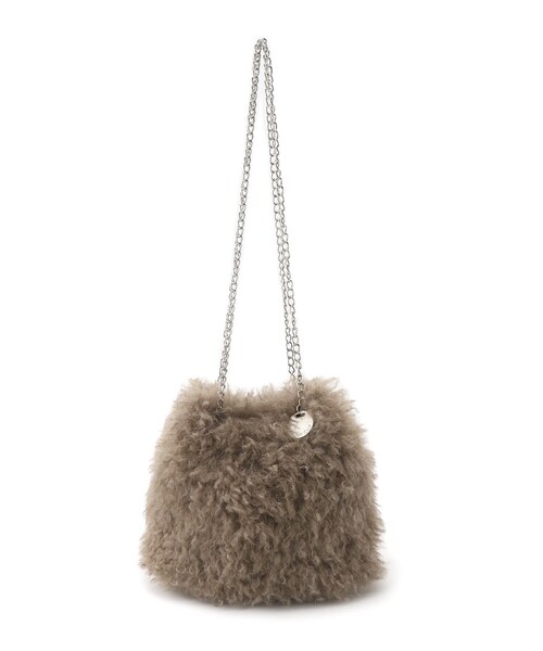 OPAQUE.CLIP（オペークドットクリップ）の「◆【2WAY】ラム風フェイクファーミニショルダーバッグ（ショルダーバッグ・レディース・チャコールグレー/ブラウン系/オフホワイト・00）」の6枚目の写真