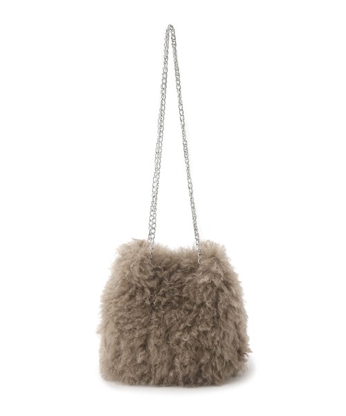 OPAQUE.CLIP（オペークドットクリップ）の「◆【2WAY】ラム風フェイクファーミニショルダーバッグ（ショルダーバッグ・レディース・チャコールグレー/ブラウン系/オフホワイト・00）」の8枚目の写真