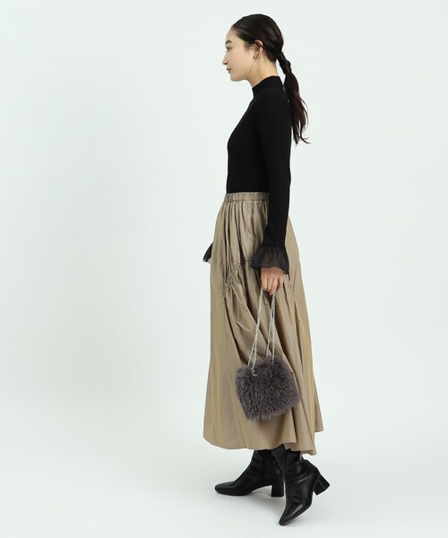 OPAQUE.CLIP（オペークドットクリップ）の「◆【2WAY】ラム風フェイクファーミニショルダーバッグ（ショルダーバッグ・レディース・チャコールグレー/ブラウン系/オフホワイト・00）」の18枚目の写真