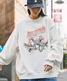 【Jurassic World】別注 ジュラシックワールド ヴィンテージライクグラフィック ビッグシルエット裏起毛スウェット