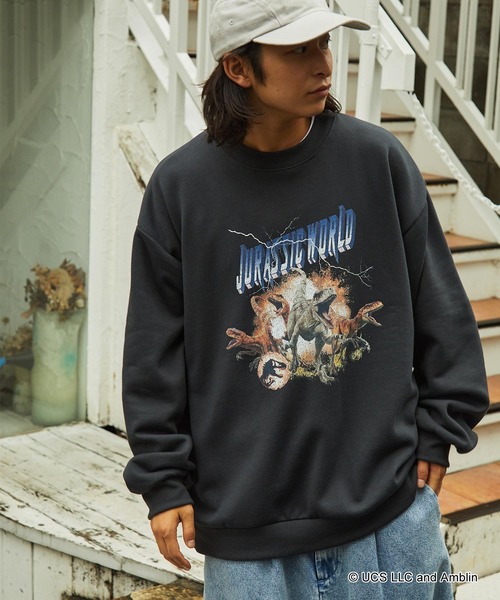 MONO-MART(モノマート)の「【Jurassic World】別注 ジュラシックワールド ヴィンテージライクグラフィック ビッグシルエット裏起毛スウェット(スウェット・レディース・ブルー系/オートミール/グレー系1/ブラック系/ブルー系1/ブラック系1・M/L)」の15枚目の写真