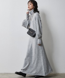 CHIC STYLE | 大きいサイズ タートルネックニットロングワンピース シックスタイル(ワンピース)