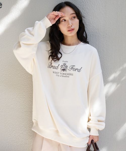 WEGO(ウィゴー)の「WEGO/刺繍BIGスウェット(スウェット・レディース・杢グレー/オフホワイト・FREE)」の9枚目の写真