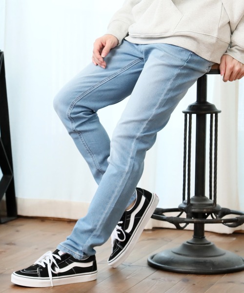 TopIsm(トップイズム)の「スーパーストレッチ カットデニムテーパードパンツ(デニムパンツ・メンズ・ブラック/ブルー/インディゴブルー/ダークインディゴブルー/サックスブルー/ライトグレー/グレー・XL/M/L)」の4枚目の写真