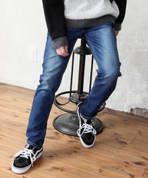 スーパーストレッチ カットデニムテーパードパンツ
