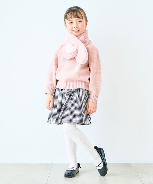 apres les cours（アプレレクール）の「ハート編みタイツ（タイツ/ストッキング・キッズ・ブルー/レッド/アイボリー・90/120/110/140/100）」の4枚目の写真