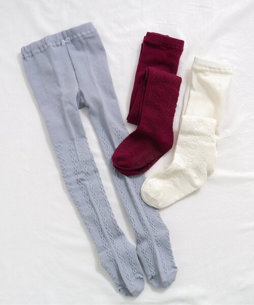 apres les cours（アプレレクール）の「ハート編みタイツ（タイツ/ストッキング・キッズ・ブルー/レッド/アイボリー・90/120/110/140/100）」の8枚目の写真