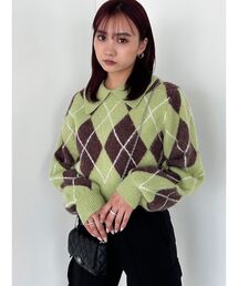 フラッフィーアーガイルニット