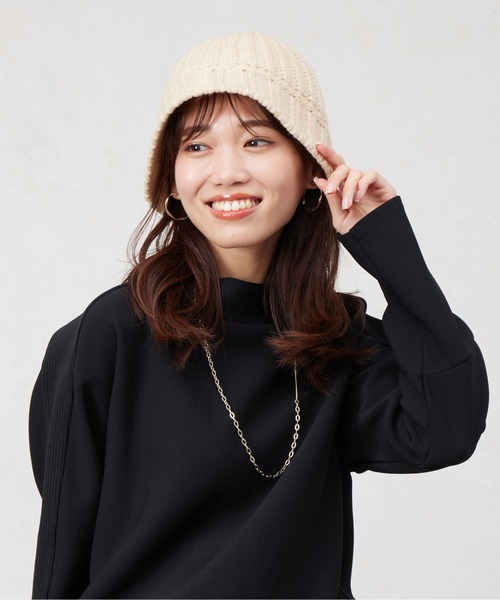 Chez toi(シェトワ)の「ニットバケハ(キャップ・レディース・ブラック/ベージュ/グレー・FREE)」の9枚目の写真