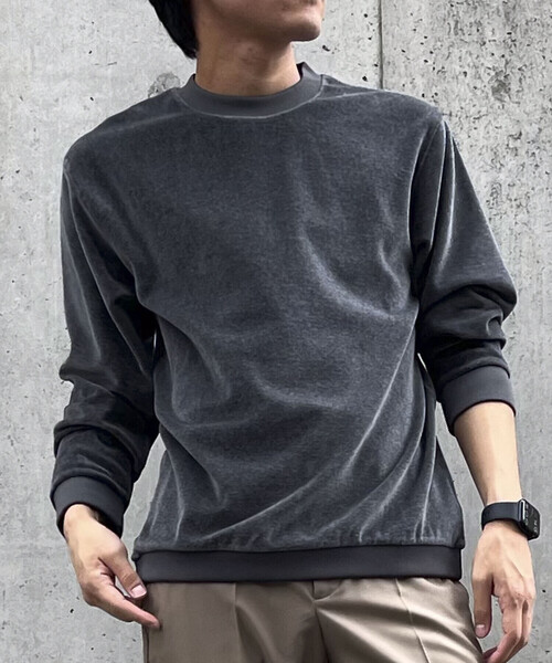 COMME CA ISM（コムサイズム）の「ベロアフリース プルオーバー（Tシャツ/カットソー・メンズ・ブラック/ベージュ/チャコール・L/M）」の5枚目の写真