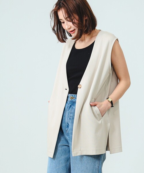 B:MING by BEAMS（ビーミングバイビームス）の「B:MING by BEAMS / スムースカット ジレ（ベスト・レディース・ブラック/ホワイト系その他7・ONE SIZE）」の2枚目の写真