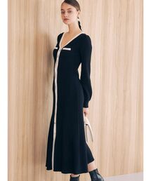 MERCURYDUO | バイカラーリブマーメイドニットワンピース(ワンピース)