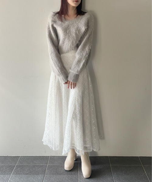 いっちゃん♡エメイン フレアスカート＋スパンコールニット NOMAE（ノーマエ）の「スパンコールチェックフレアスカート（スカート