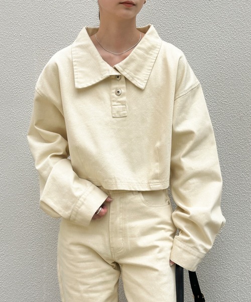 select MOCA（セレクトモカ）の「ハーフボタンデニムショートトップス