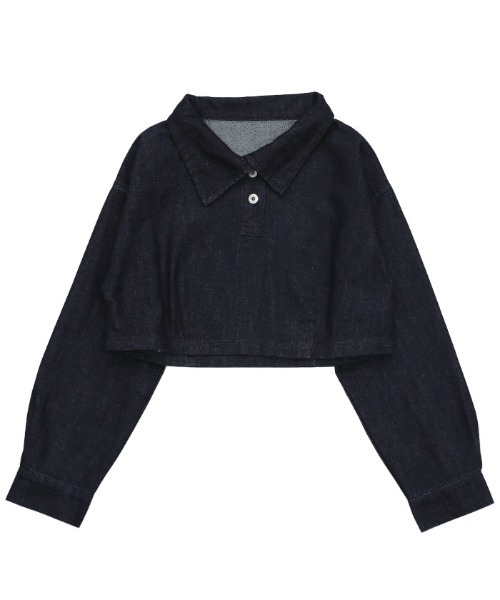 select MOCA（セレクトモカ）の「ハーフボタンデニムショートトップス（その他トップス・レディース・ワンウォッシュ/ブルー/ブラック/ナチュラル・FREE）」の9枚目の写真