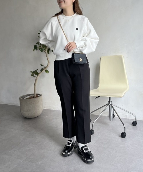 prose verse（プロズヴェール）の「ハート刺繍裏起毛スウェット（スウェット・レディース・グレー/ブラック/オフホワイト・ﾌﾘ-）」の5枚目の写真