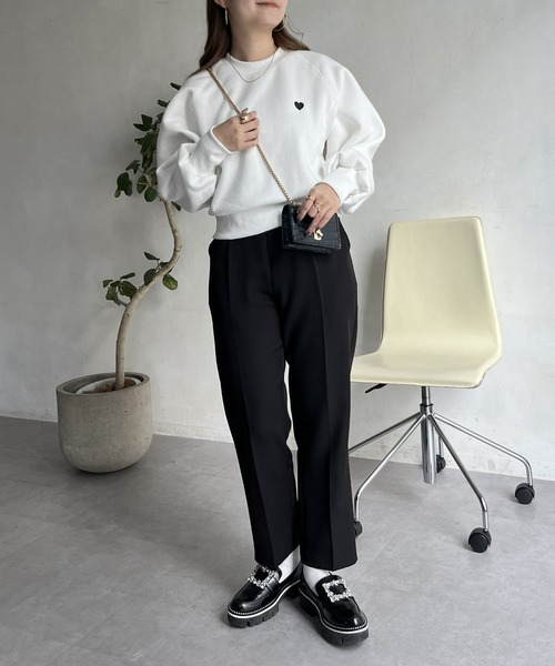 prose verse（プロズヴェール）の「ハート刺繍裏起毛スウェット（スウェット・レディース・グレー/ブラック/オフホワイト・ﾌﾘ-）」の6枚目の写真