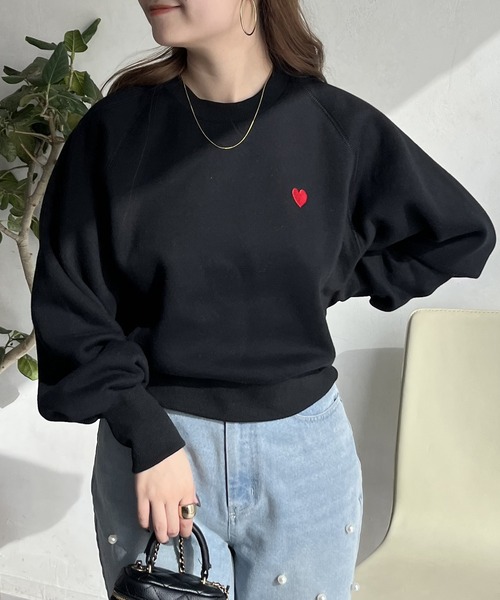 prose verse（プロズヴェール）の「ハート刺繍裏起毛スウェット（スウェット・レディース・グレー/ブラック/オフホワイト・ﾌﾘ-）」の19枚目の写真