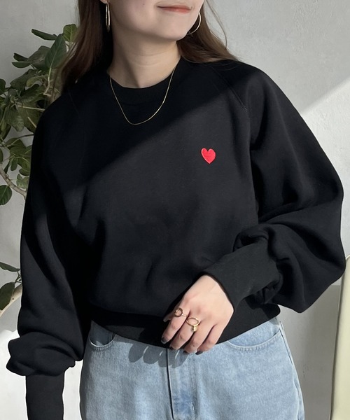 prose verse（プロズヴェール）の「ハート刺繍裏起毛スウェット（スウェット・レディース・グレー/ブラック/オフホワイト・ﾌﾘ-）」の22枚目の写真